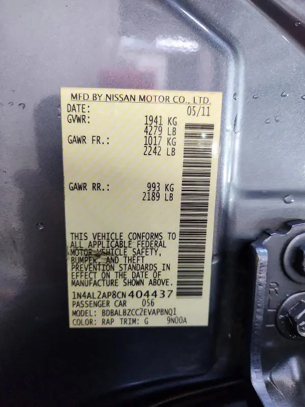 2012 NISSAN ALTIMA 2.5  