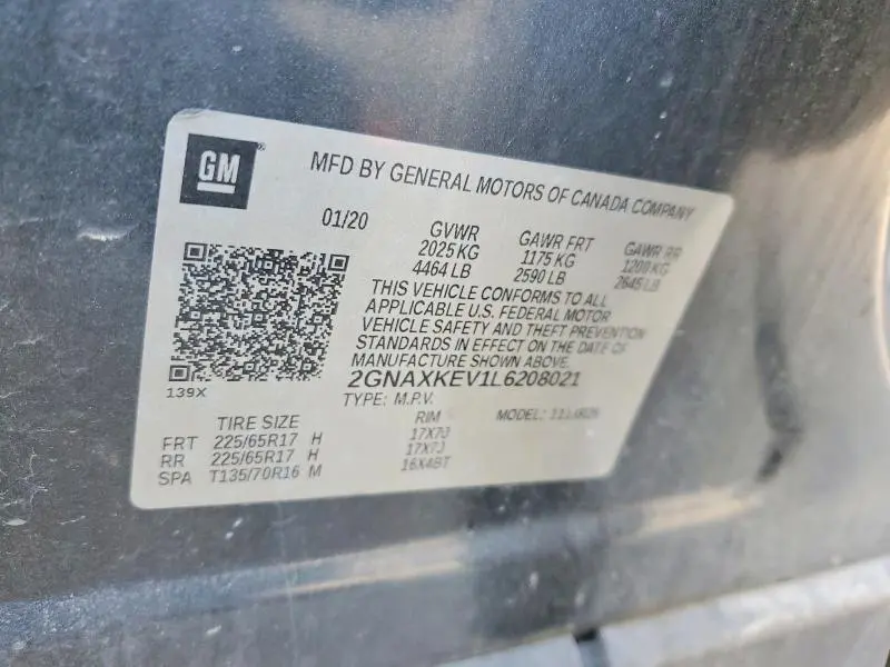 2020 CHEVROLET EQUINOX LT  