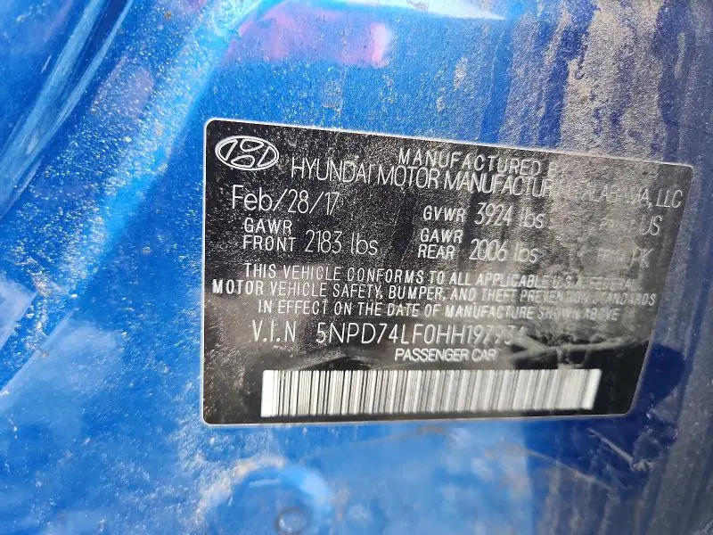 2017 HYUNDAI ELANTRA SE  
