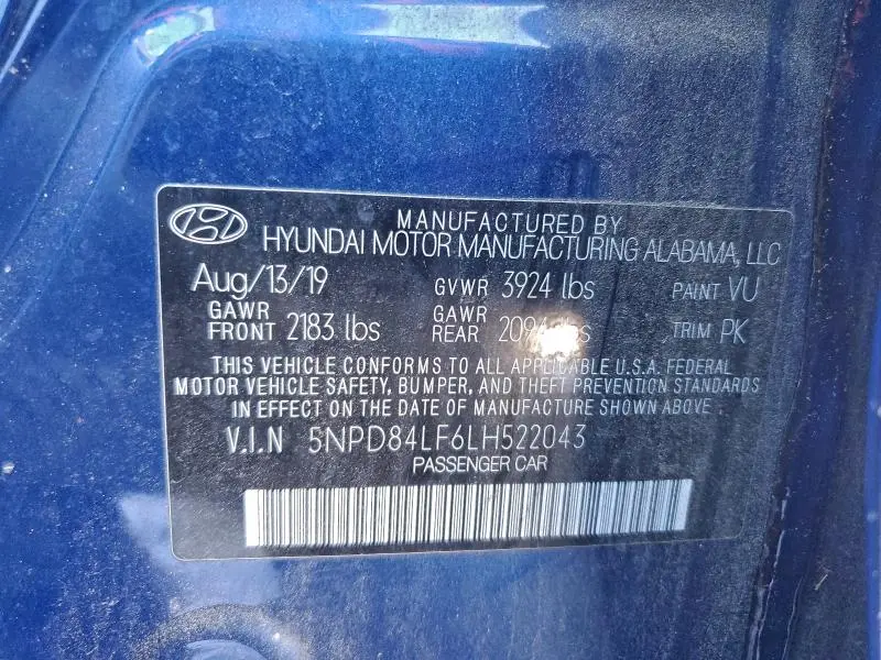 2020 HYUNDAI ELANTRA SEL  