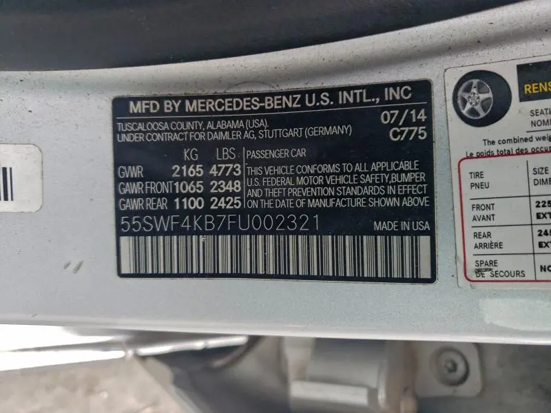 2015 MERCEDES-BENZ C 300 4MATIC  