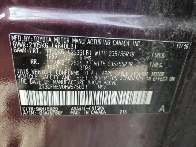 2017 TOYOTA RAV4 LIMITED  