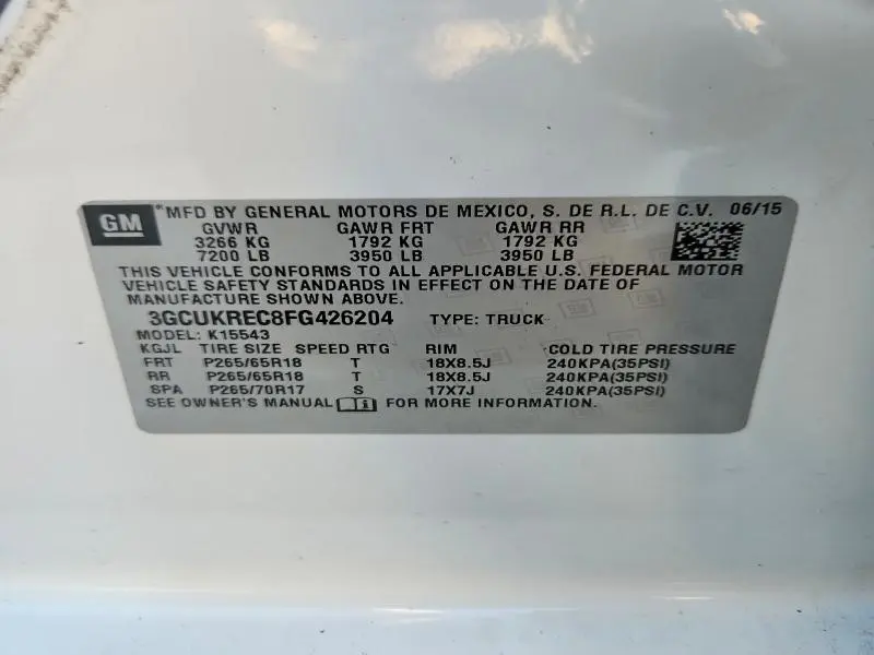 2015 CHEVROLET SILVERADO K1500 LT  