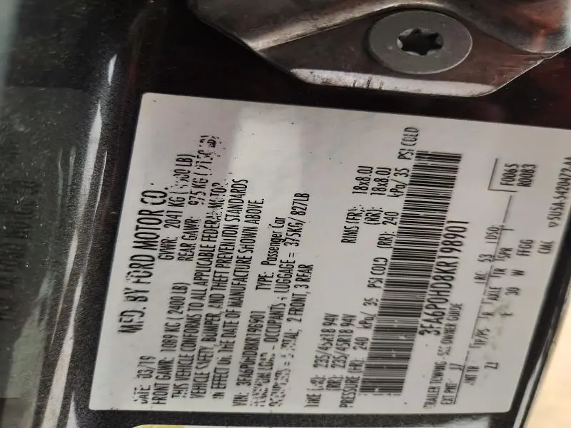 2019 FORD FUSION SE  