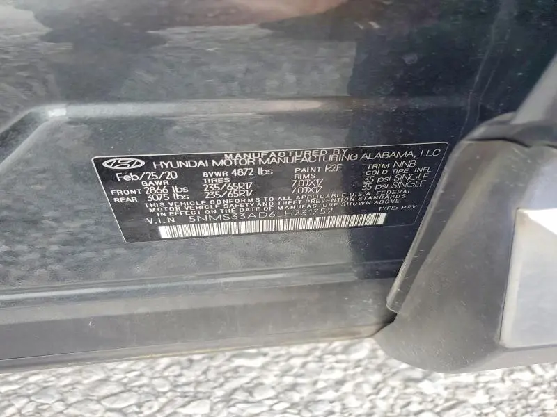 2020 HYUNDAI SANTA FE SEL  