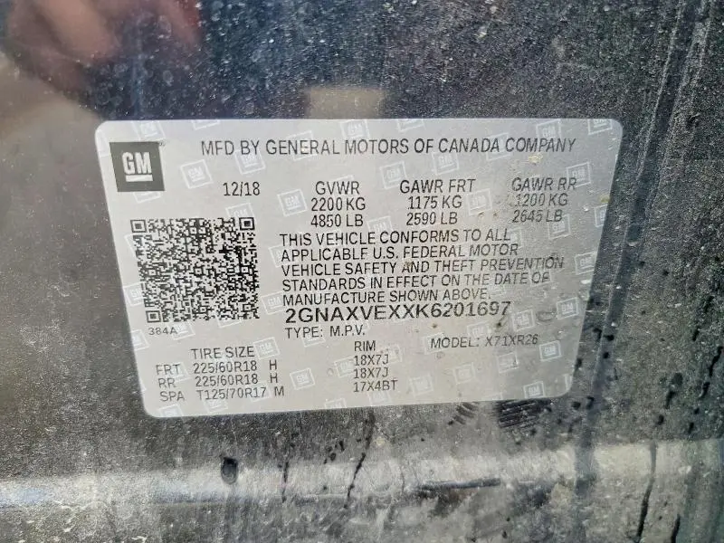 2019 CHEVROLET EQUINOX LT  