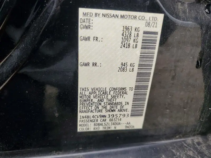 2021 NISSAN ALTIMA SR  