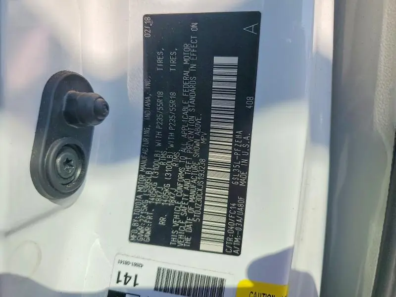 2018 TOYOTA SIENNA LE  