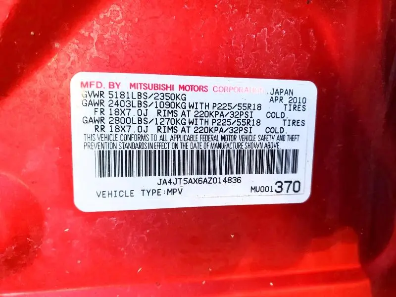 2010 MITSUBISHI OUTLANDER GT  