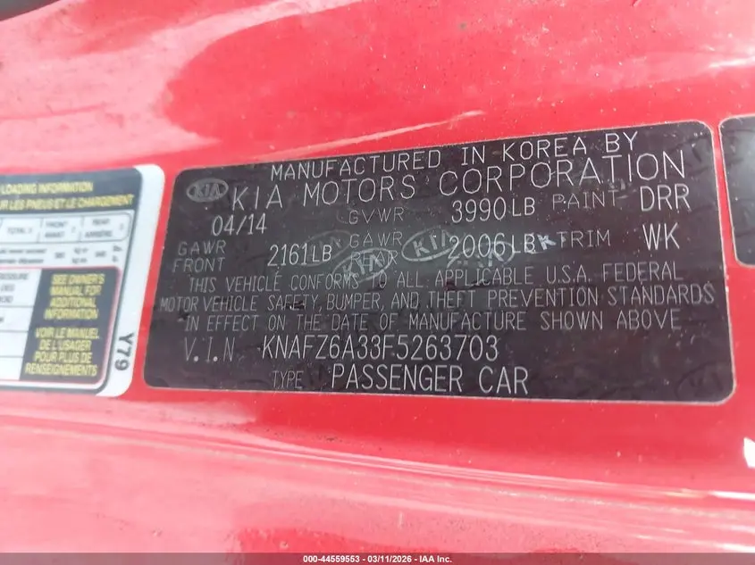 2015 KIA FORTE KOUP SX