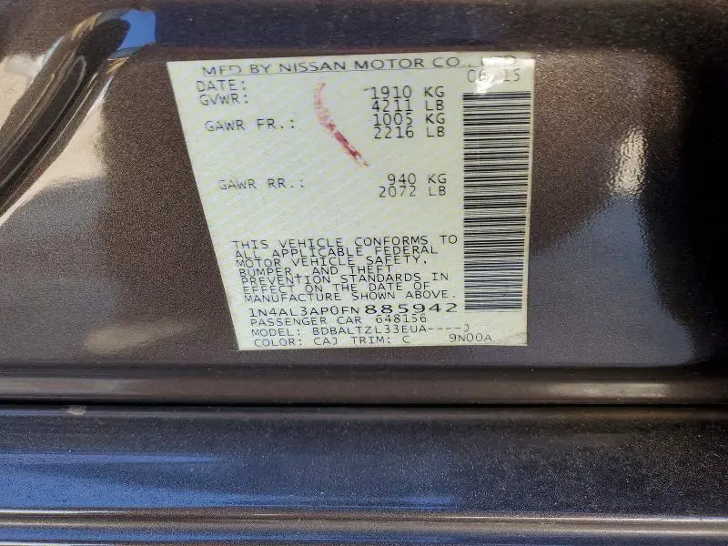 2015 NISSAN ALTIMA 2.5  