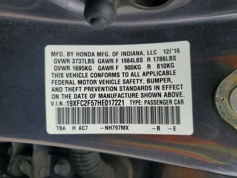 2017 HONDA CIVIC LX  