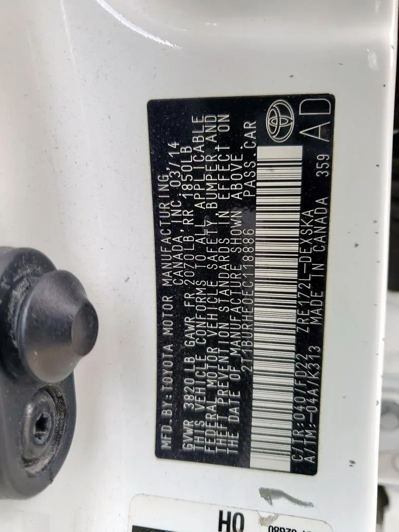 2014 TOYOTA COROLLA L  