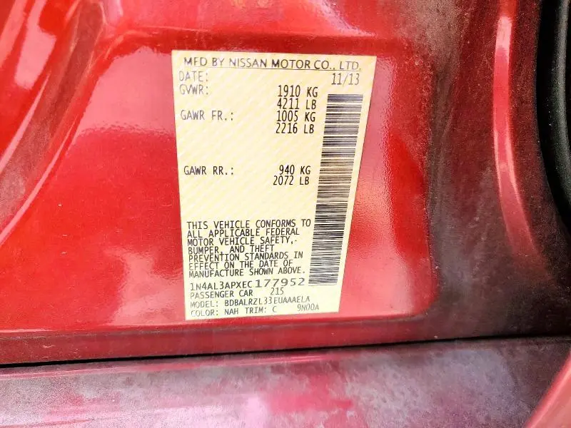2014 NISSAN ALTIMA 2.5 S  