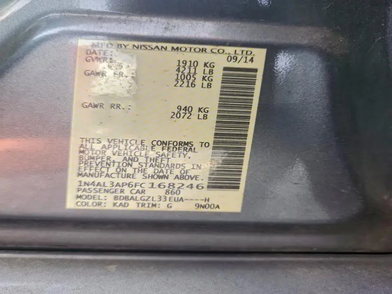 2015 NISSAN ALTIMA 2.5  