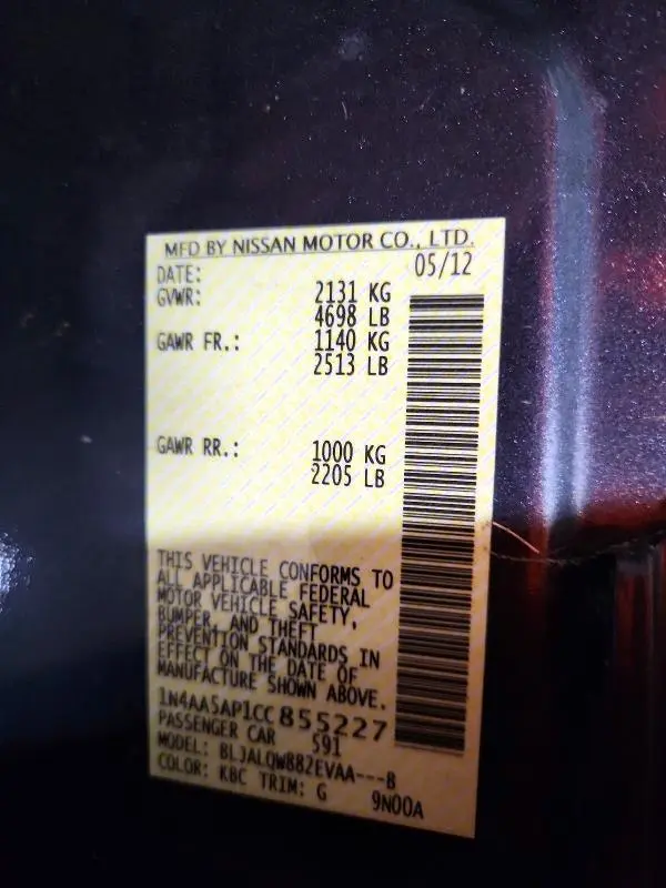 2012 NISSAN MAXIMA 3.5 S  