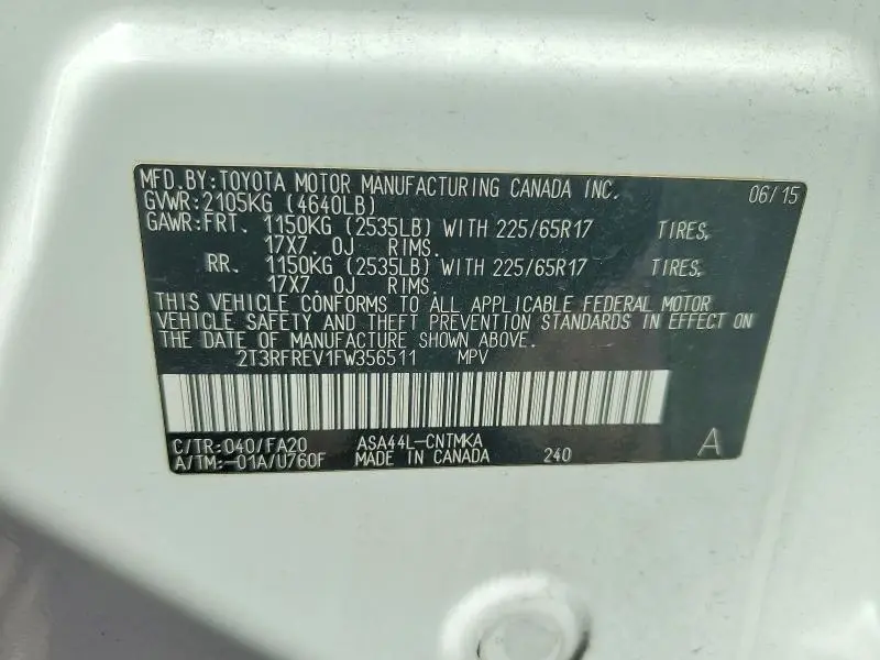 2015 TOYOTA RAV4 XLE  