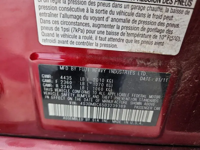 2011 SUBARU LEGACY 2.5I PREMIUM  