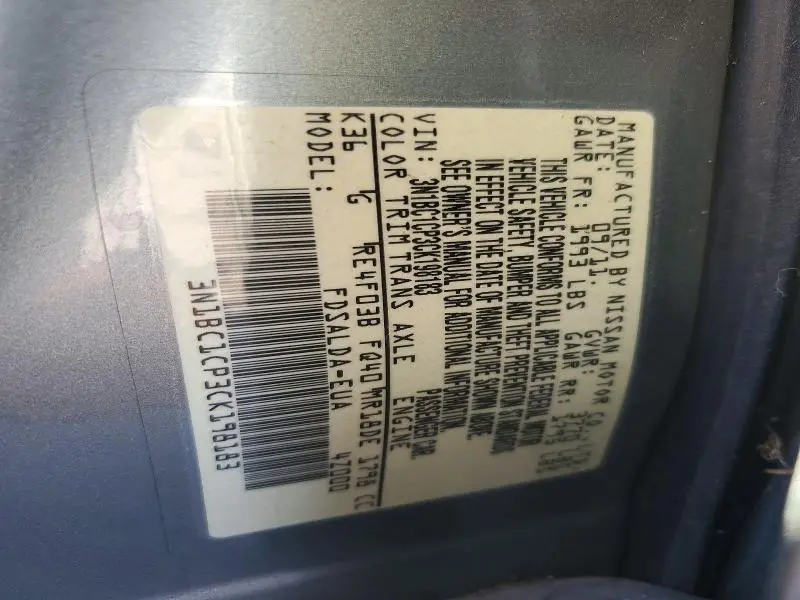 2012 NISSAN VERSA 1.8 S  