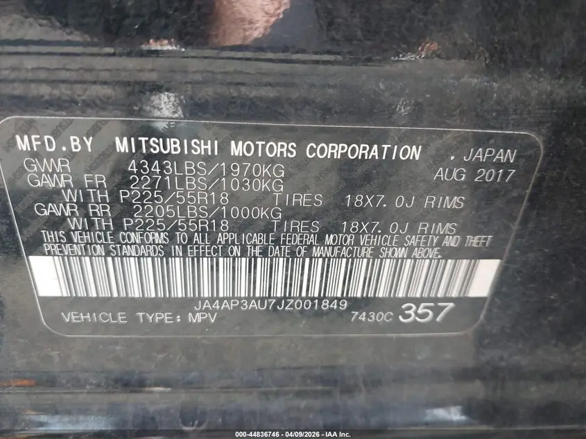 2018 MITSUBISHI OUTLANDER SPORT 2.0 ES