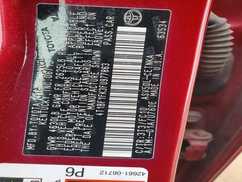 2015 TOYOTA CAMRY LE  