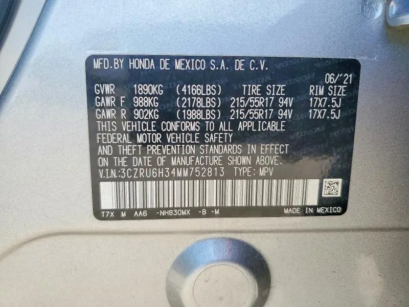 2021 HONDA HR-V LX  