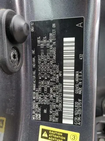 2012 TOYOTA HIGHLANDER BASE  