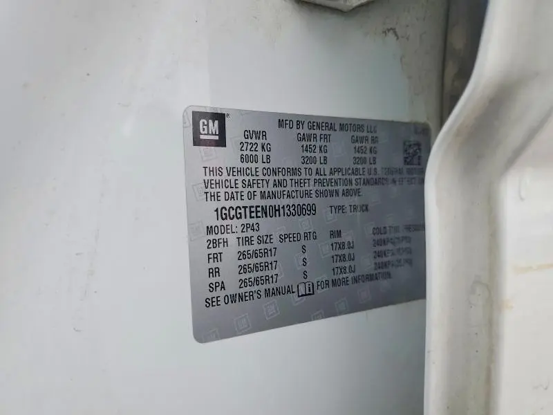 2017 CHEVROLET COLORADO ZR2  