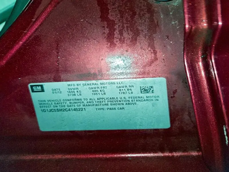 2012 CHEVROLET SONIC LT  