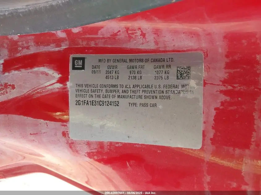 2012 CHEVROLET CAMARO 2LS