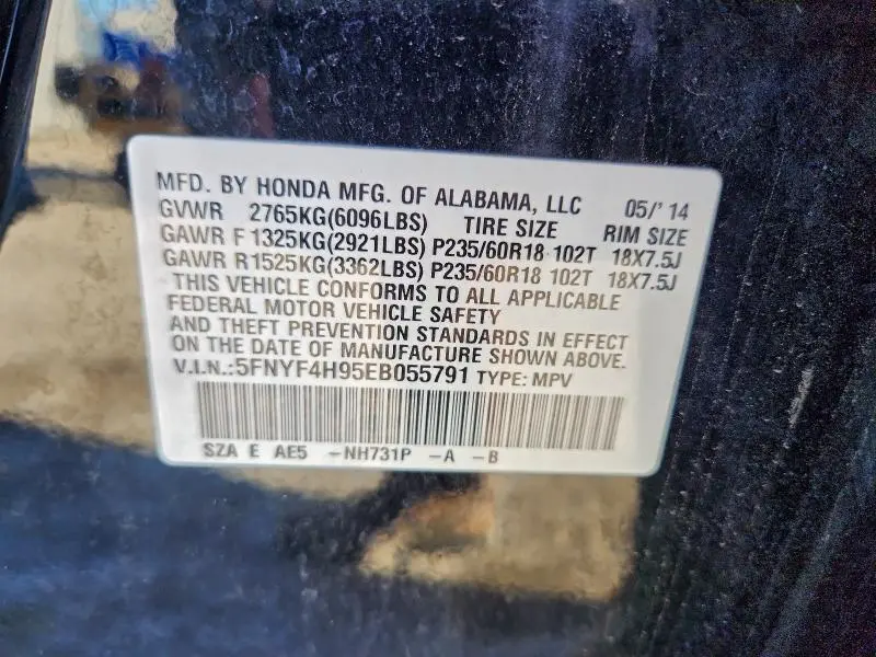 2014 HONDA PILOT TOURING  