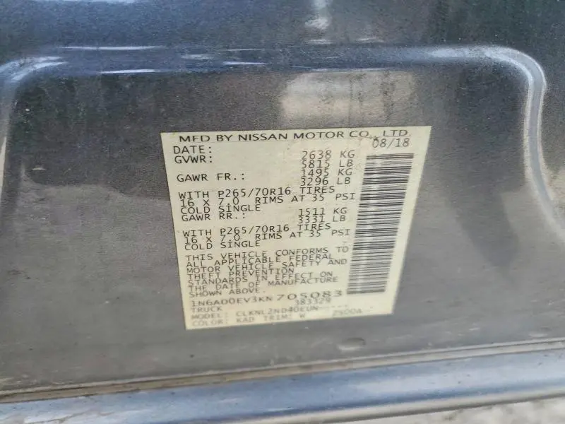2019 NISSAN FRONTIER SV  