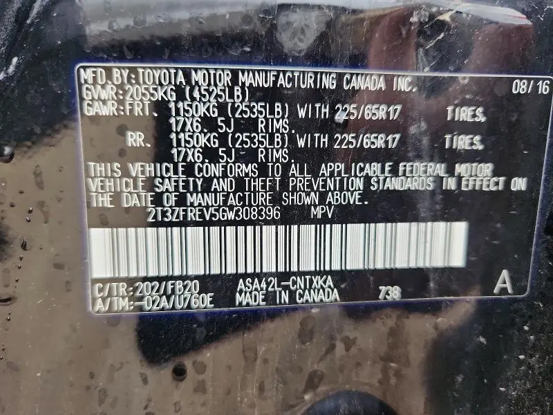 2016 TOYOTA RAV4 LE  