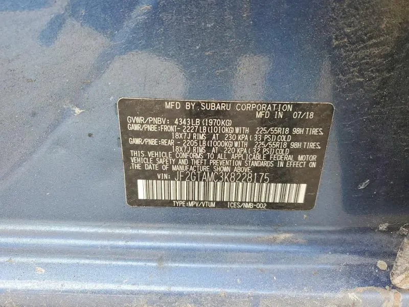 2019 SUBARU CROSSTREK LIMITED  