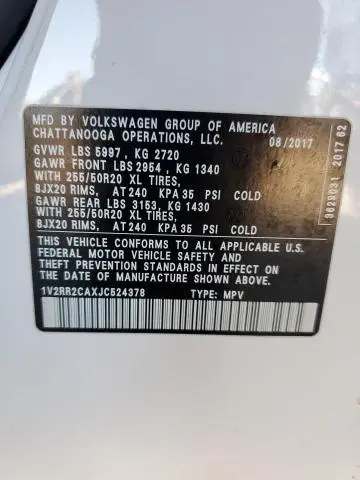 2018 VOLKSWAGEN ATLAS SEL  