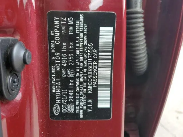 2012 HYUNDAI GENESIS 3.8L  