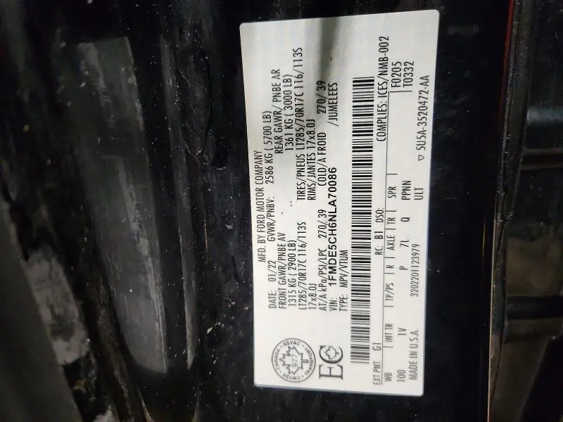 2022 FORD BRONCO BASE  