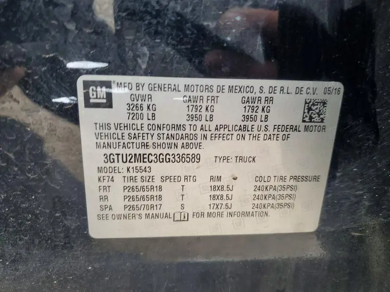 2016 GMC SIERRA K1500 SLE  