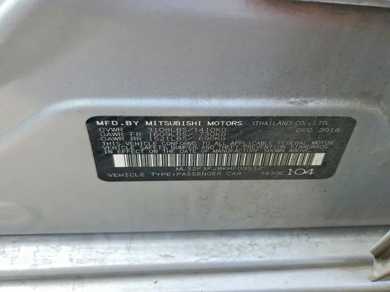 2019 MITSUBISHI MIRAGE G4 ES  