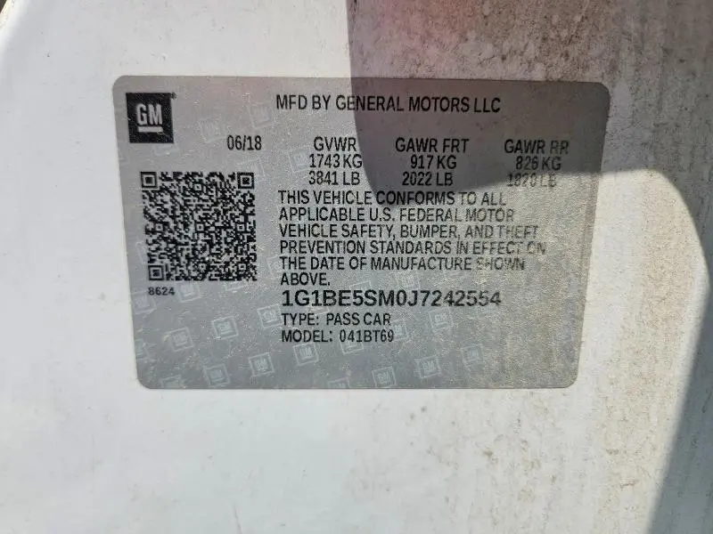 2018 CHEVROLET CRUZE LT  