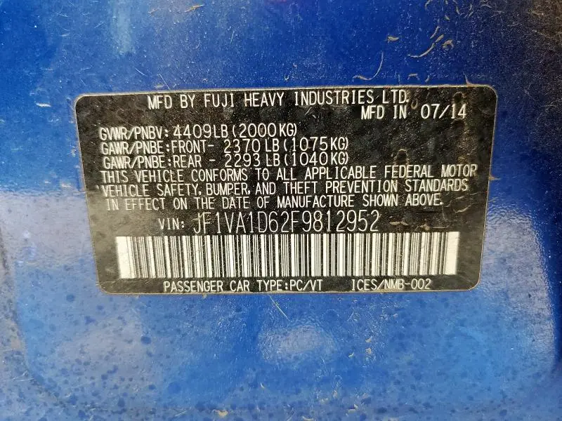 2015 SUBARU WRX PREMIUM  