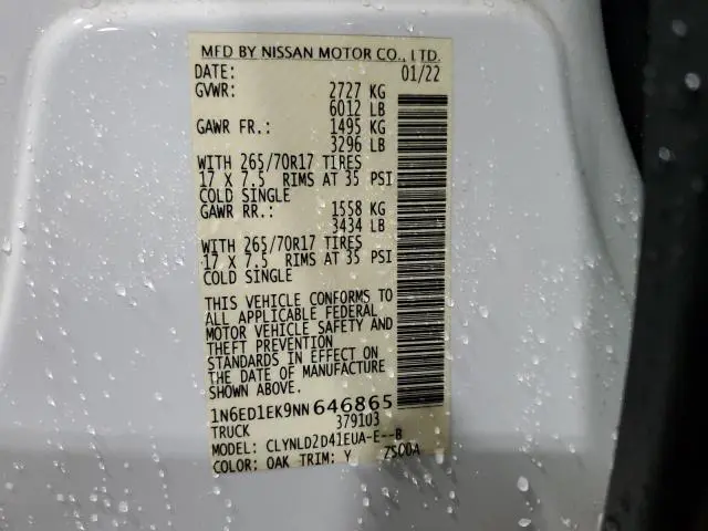 2022 NISSAN FRONTIER S  