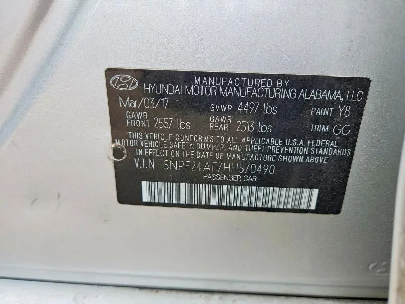 2017 HYUNDAI SONATA SE  