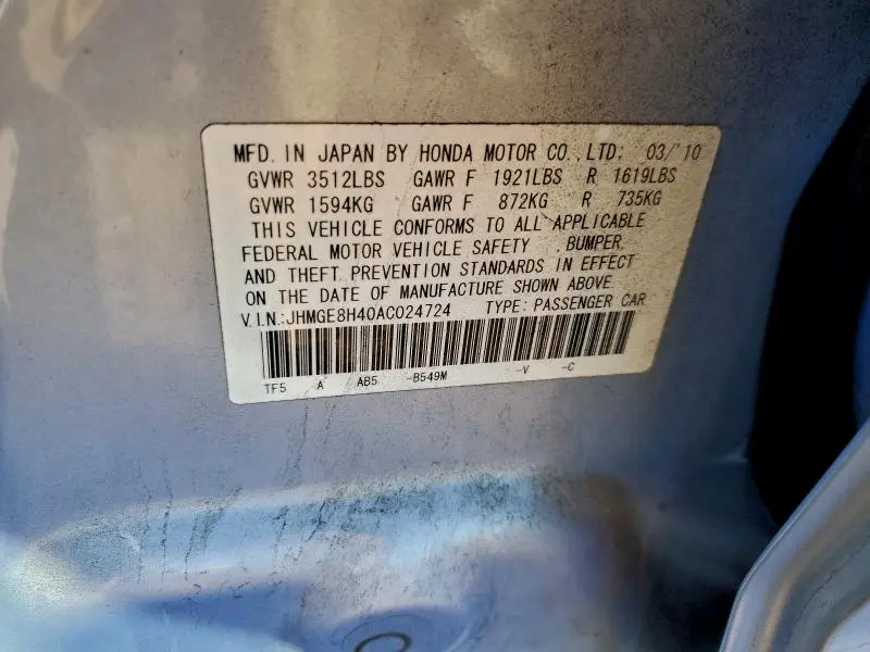 2010 HONDA FIT SPORT  