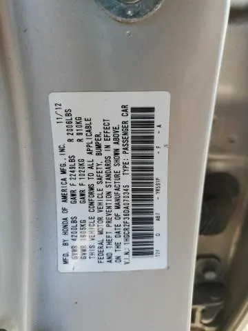 2013 HONDA ACCORD LX  