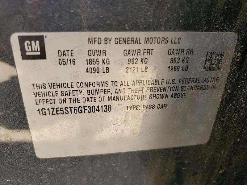 2016 CHEVROLET MALIBU LT   