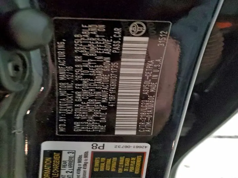 2017 TOYOTA CAMRY LE  