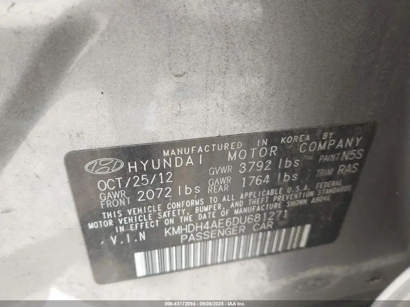 2013 HYUNDAI ELANTRA GLS