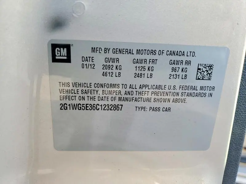 2012 CHEVROLET IMPALA LT  