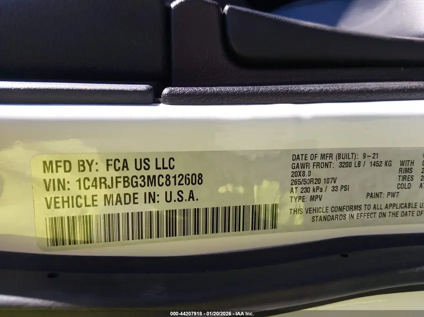 2021 JEEP GRAND CHEROKEE 80TH ANNIVERSARY 4X4